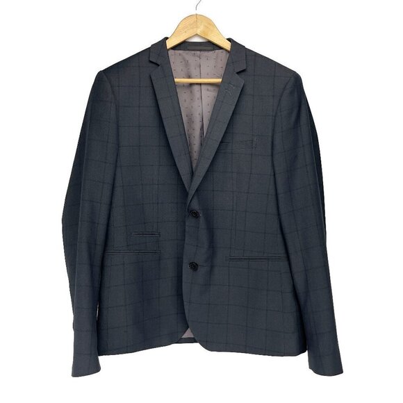 CASUAL FRIDAY Two Tone Window Pane  BLUE GREY Slim Fit Blazer Size 52 - Picture 1 of 9